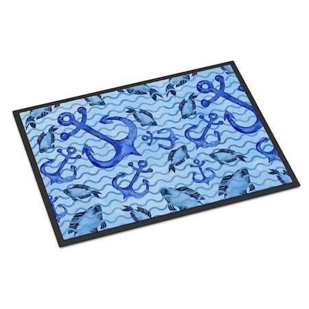 Carolines Treasures Carolines Treasures BB7534JMAT Beach Watercolor Anchors & Fish Indoor or Outdoor Mat; 24 x 36 in. BB7534JMAT